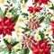 Seamless pattern with Christmas flowers. Vector,