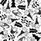 Seamless pattern with Christmas gnomes and Christmas trees. Design for Merry Christmas and Happy New Year DIY, wrapping,