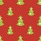 Seamless pattern with christmas green trees red backgrond