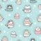 Seamless Pattern Christmas Kawaii Cute Cats