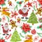 Seamless pattern of Christmas New year, Santa Claus, winter decorative