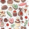 Seamless pattern with christmas pastry. Endless texture for festive design, restaurant and cafe menu, decoration