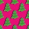 Seamless pattern. Christmas pixel tree on pink