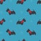 Seamless pattern with Christmas Scottish terrier in hand drawn style. Background for wrapping paper, greeting cards and seasonal