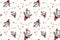 Seamless pattern on a Christmas theme with the image of a branch of spruce, caramel, garland. Design for printing wrapping paper,