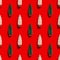 Seamless pattern with Christmas tree green and white colors on red background. Bright minimal New Year layout with mini