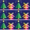 Seamless pattern with Christmas trees,with light blue and d star in two shades on dark blue background with snow element