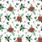 Seamless pattern for Christmas wrapping paper and textile. Watercolor illustration with poinsettia.