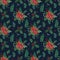 Seamless pattern for Christmas wrapping paper and textile. Watercolor illustration with poinsettia and holly leaves.