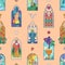 Seamless Pattern Of Church Stained Glasses Features Colorful Repeating Pattern Perfect For Religious Occasions