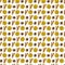 Seamless pattern with cinnamon, anise stars and orange on white