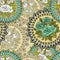 Seamless pattern with circular floral ornament with roses