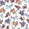 Seamless pattern Circus people, animals, elements