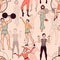 Seamless pattern with circus performers