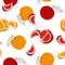 Seamless pattern with citrus. Sliced oranges and grapefruits