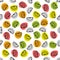 Seamless pattern with citrus slices. Lemon, lime, orange, grapefruit. Fruit background.