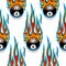 Seamless pattern with classic tribal hotrod muscle car flames an