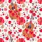 Seamless pattern with classical guitars and various flowers on them