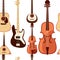 Seamless pattern of classical musical instrument collection cartoon design vector illustration