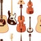 Seamless pattern of classical musical instrument collection cartoon design vector illustration