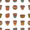 Seamless pattern with clay flower pots.