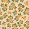 Seamless pattern with cloudberries; ripe large cloudberry with green leaves.