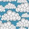 Seamless pattern with clouds. Convex round shapes. Spring sky. Cloudiness.