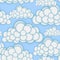 Seamless pattern with clouds. Convex round shapes. Spring sky. Cloudiness.