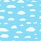 Seamless pattern. Clouds of different shapes in the sky for your web site design, UI, app. Meteorology and atmosphere in
