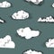 Seamless pattern with clouds.Hand drawn vintage engraved clouds vector . Detailed ink illustration. Sky, heaven, cloud