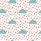 Seamless pattern with clouds and hearts for Valentines day