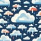 Seamless pattern with clouds and raindrops. Vector illustration in cartoon style AI Generated