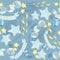 Seamless pattern.  Clouds stars weather objects pastel tone colors. cubes and ribbons