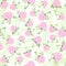 Seamless pattern with clover on the polka dots background