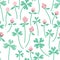 Seamless pattern with clovers and flowers