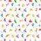 Seamless pattern with cocktail, glass, wine glass, beer glass, fruits on the white background