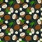 Seamless pattern Coconuts, flower, leaves. Vector stock illustration eps10.