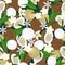 Seamless pattern Coconuts, flower, leaves. Vector stock illustration eps10.