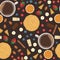 Seamless Pattern. Coffee, Fruits, Sweets