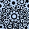 Seamless pattern with cogwheels. Blue and black. Abstract geometric gear texture. Simple flat style. Technology and mechanics. For