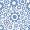 Seamless pattern with cogwheels. Blue and white. Abstract geometric gear texture. Simple flat style. Technology and mechanics. For