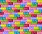 Seamless pattern collage with bright colorful background and lettering of positive words