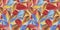 Seamless pattern, collage colorful autumn leaves