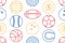 Seamless pattern with collection of Colorfuls Sports Balls