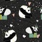 Seamless pattern from collection with cute panda poster. Good for wallpaper and textile.