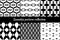 Seamless pattern collection. Geometrical design backgrounds set. Repeated rhombuses, diamonds, lozenges motif. Geo print