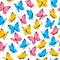 Seamless pattern with color butterflies