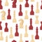 Seamless pattern with color chess pieces on white background