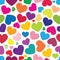 Seamless pattern of color hearts