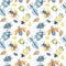 Seamless pattern with colored bugs